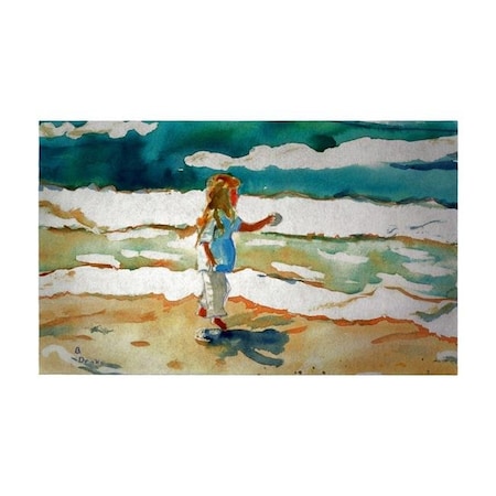 Betsy Drake Betsy Drake DM602G Girl at the Beach Door Mat - 30 x 50 in. DM602G